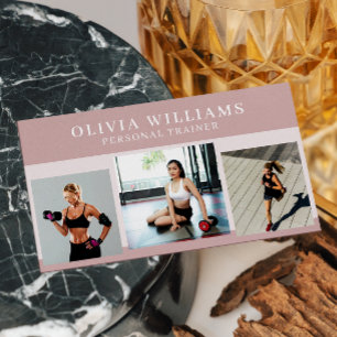 Modern Photo Collage Personal Trainer Fitness Visitkort