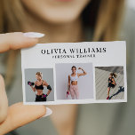 Modern Photo Collage Personal Trainer Fitness Visitkort<br><div class="desc">Modern Trendig Photo Collage Personal Trainer,  Fitness Affärskort. Design innehåller 3 foton,  ditt namn och din titel på framsidan. Anpassa ytterligare med kontaktuppgifter,  monogram,  qr-kod och social-media på baksidan.</div>