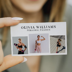 Modern Photo Collage Personal Trainer Fitness Visitkort