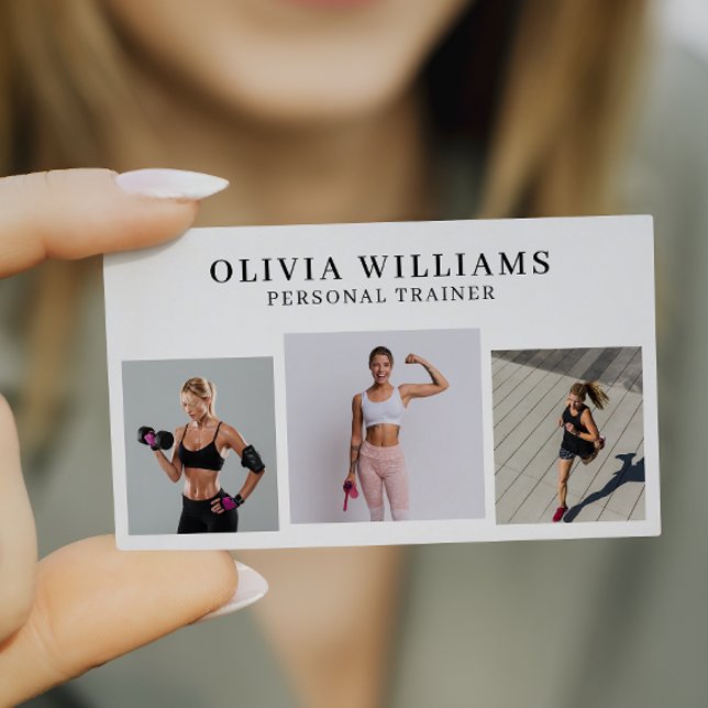 Modern Photo Collage Personal Trainer Fitness Visitkort (Skapare uppladdad)