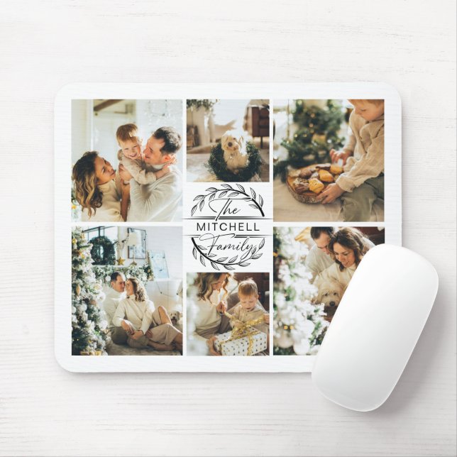 Modern Photo Collage Personlig Monogram Gift Mo Musmatta (Med mus)
