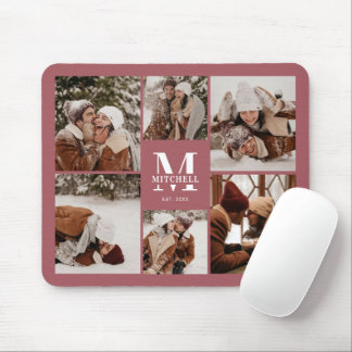 Modern Photo Collage Personlig Monogram Rosa Musmatta