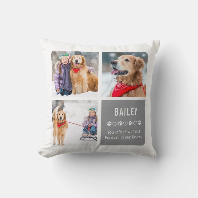 Modern Photo Collage Pet Memorial Kudde (Framsida)