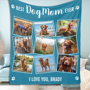 Modern Photo Collage Pet Personlig Hund Mamma Fleecefilt