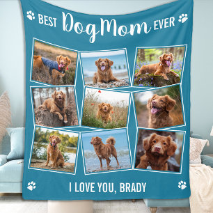 Modern Photo Collage Pet Personlig Hund Mamma Fleecefilt