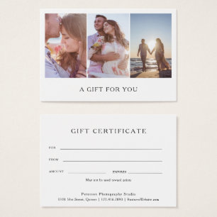 Modern Photo Collage Photography Gift Certificate Visitkort