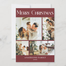 Modern Photo Collage Red jul-Helgdag Card Julkort