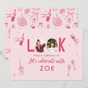 Modern Photo Collage Roligt Hand Drawn Birthday Inbjudningar