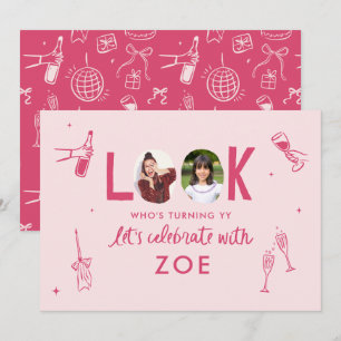 Modern Photo Collage Roligt Hand Drawn Birthday Inbjudningar