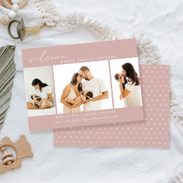 Modern Photo Collage Rosa Birth Meddelande