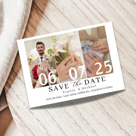 Modern Photo Collage Save the Date Card Spara Datumet