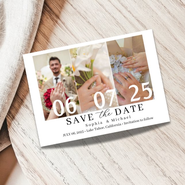 Modern Photo Collage Save the Date Card Spara Datumet (Skapare uppladdad)