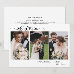 Modern Photo Collage Script Bröllop Tack Kort