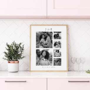 Modern Photo Collage Script Monogram Par Poster