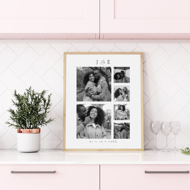 Modern Photo Collage Script Monogram Par Poster (Skapare uppladdad)