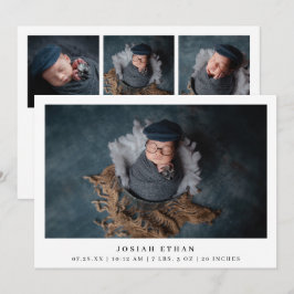 Modern Photo Collage Simple Newborn Birth Meddelande
