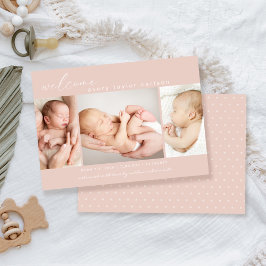 Modern Photo Collage Simple Script Rosa Birth Meddelande