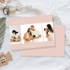 Modern Photo Collage Simple Script Rosa Birth Meddelande