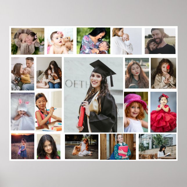 Modern Photo Collage Student Milestone Party-tecke Poster (Framsidan)