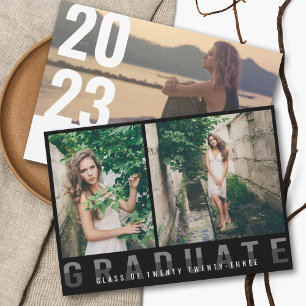 Modern Photo Collage Studenten Announcement Black Meddelande