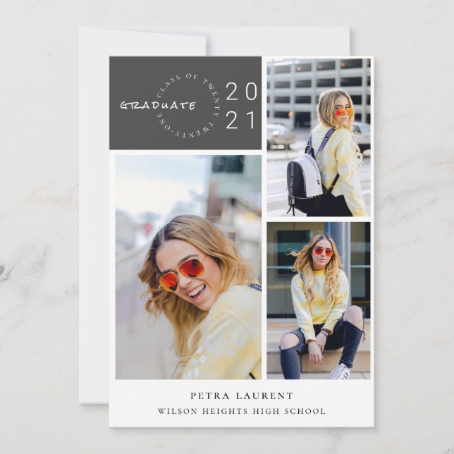 Modern Photo Collage Studenten-inbjudan Meddelande (Framsida)