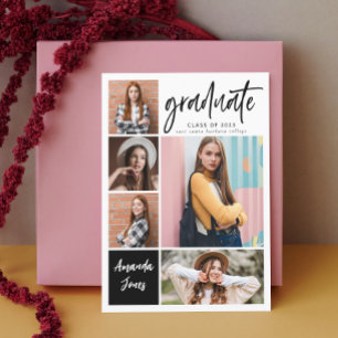 Modern Photo Collage Studenten Inbjudningar