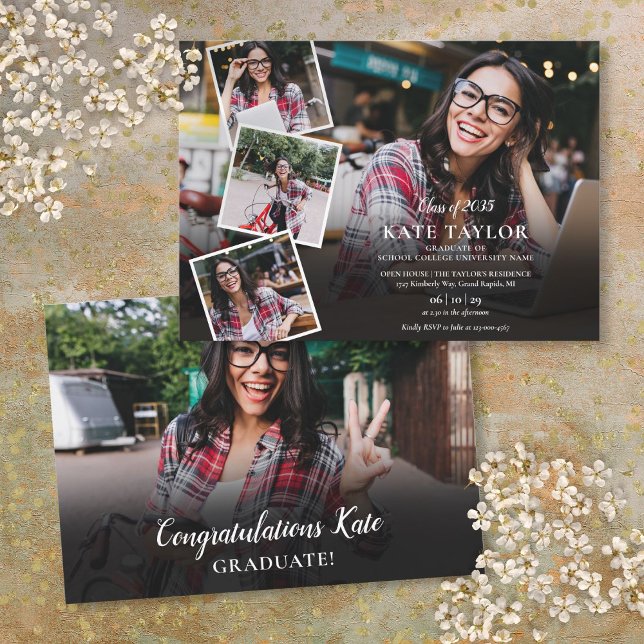 Modern Photo Collage Studenten Inbjudningar (Modern Photo Collage Graduation Invitation)