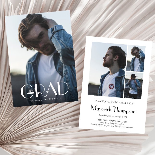 Modern Photo Collage Studenten Inbjudningar (Skapare uppladdad)