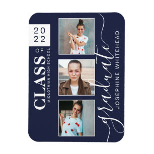 Modern Photo Collage Studenten Navy Blue 2022 Magnet