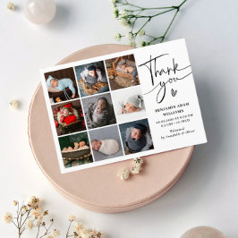 Modern Photo Collage Tack Birth Meddelande