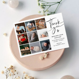 Modern Photo Collage Tack Birth Meddelande