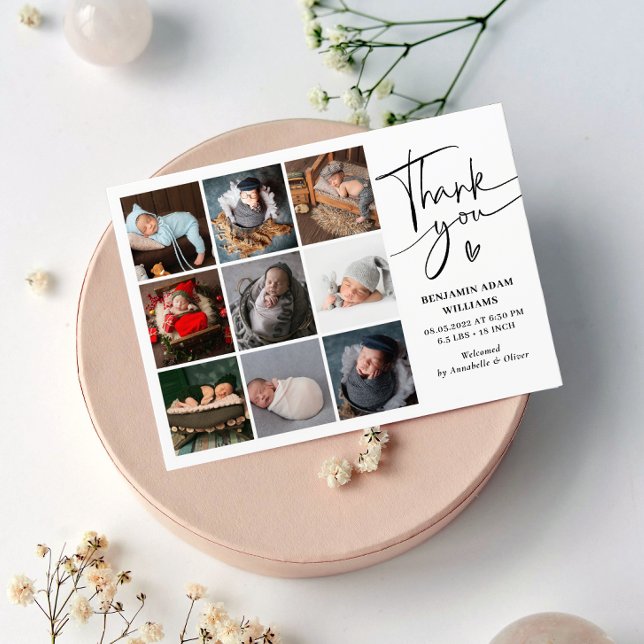 Modern Photo Collage Tack Birth Meddelande (Skapare uppladdad)