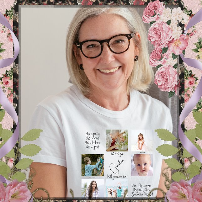 Modern Photo Collage Vi Kärlek You Grandma Womens T Shirt (Skapare uppladdad)