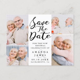 Modern Photo Collage Vow Renewal Spara datum Meddelande Vykort