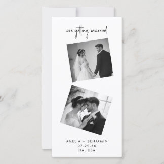 Modern Photo Collage Wedding Bookmark  Spara Datumet