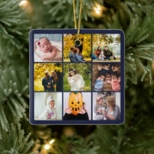 Modern Photo Collage What a Year Monogram Navy