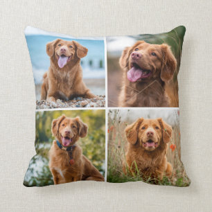 Modern Photo Collage White Hund Kudde