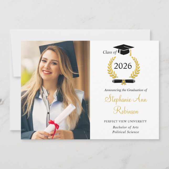 Modern Photo College Graduation Announcement Inbjudningar (Framsida)
