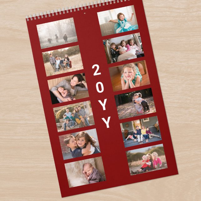 Modern Photo Dark Red Cover Kalender (Modern Photo Dark Red Cover Calendar, front cover)