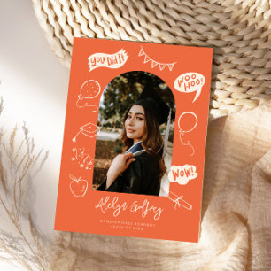 Modern Photo Doodle Studenten Orange Meddelande