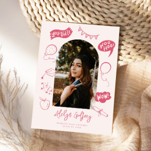 Modern Photo Doodle Studenten Rosa Meddelande