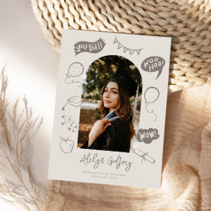 Modern Photo Doodle Studenten Sand Beige Meddelande