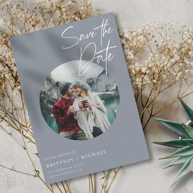 Modern Photo Dusty Blue Spara Datumet (Skapare uppladdad)