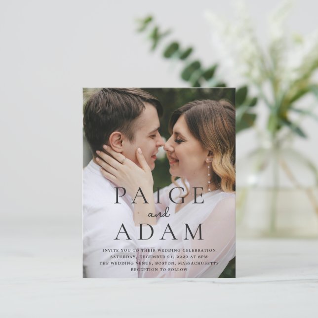 Modern Photo Editorial Wedding Invitation (Stående Fram)