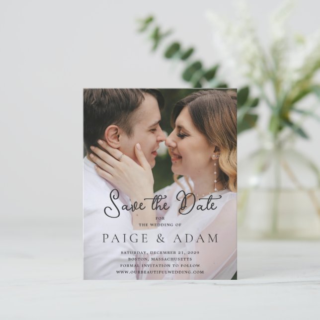 Modern Photo Editorial Wedding Save the Date (Stående Fram)
