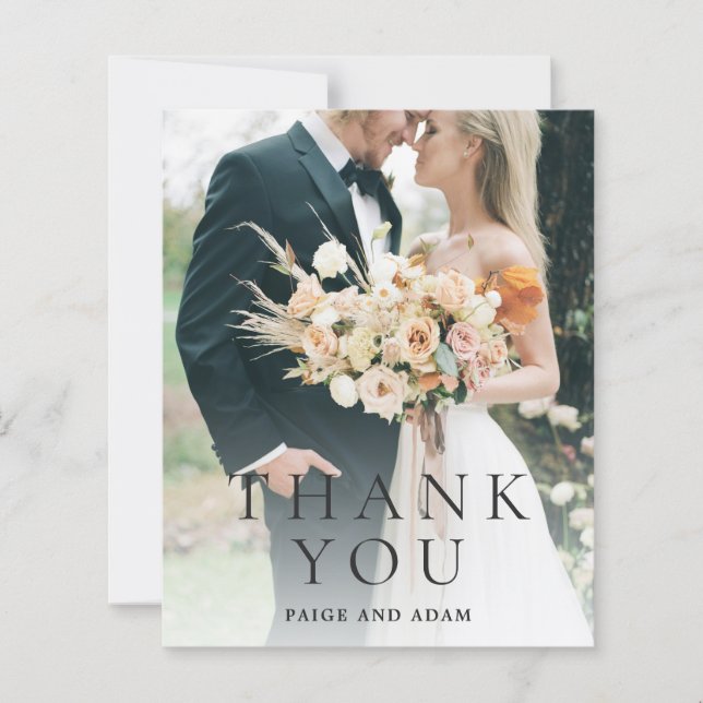 Modern Photo Editorial Wedding Thank You Card (Framsida)