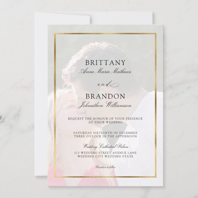 Modern Photo Elegant bröllop Inbjudningar (Framsida)