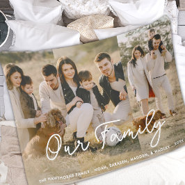 Modern Photo Elegant Family Script Collage Fleecefilt
