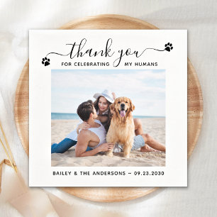 Modern Photo Elegant Script Tack Pet Bröllop Pappersservett