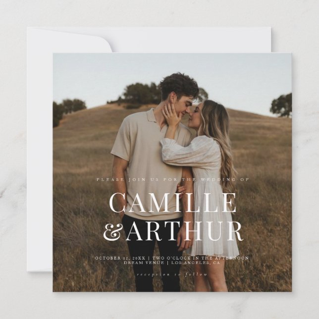 Modern Photo Elegant Snyggt Bröllop Inbjudningar (Framsida)